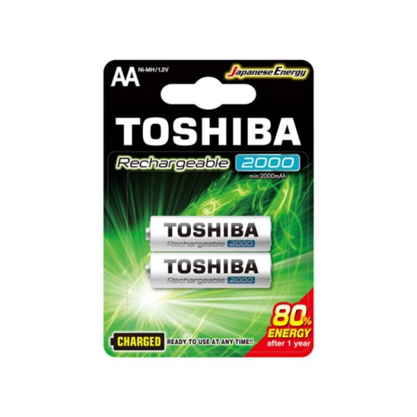 Pilas Toshiba AA Recargable 2000 mAh x2u en GE Photo